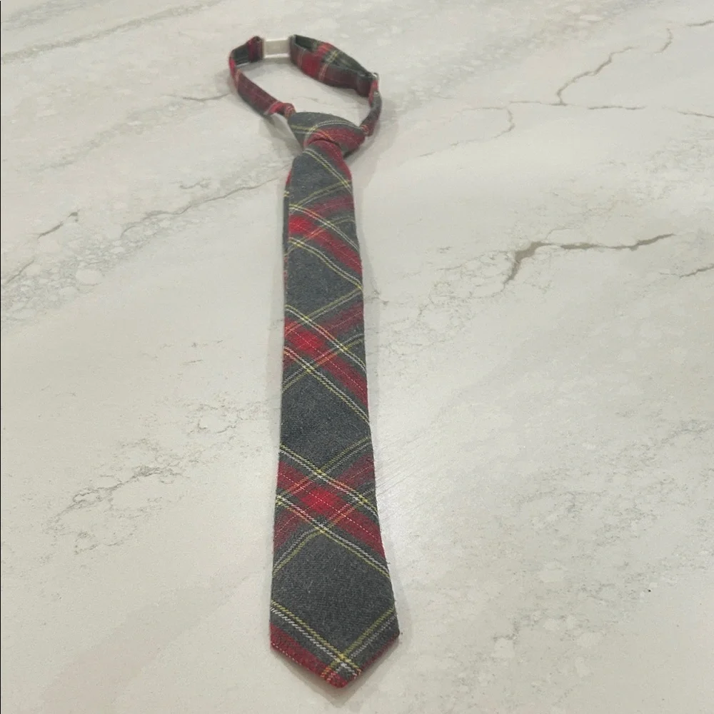 Stylish Red and Gray Plaid Kids Tie